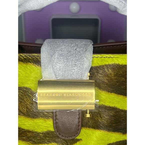 Brandon Blackwood Jordi Bag in Green Zebra Ponyhair with Brass Hardware - Picture 2 of 9